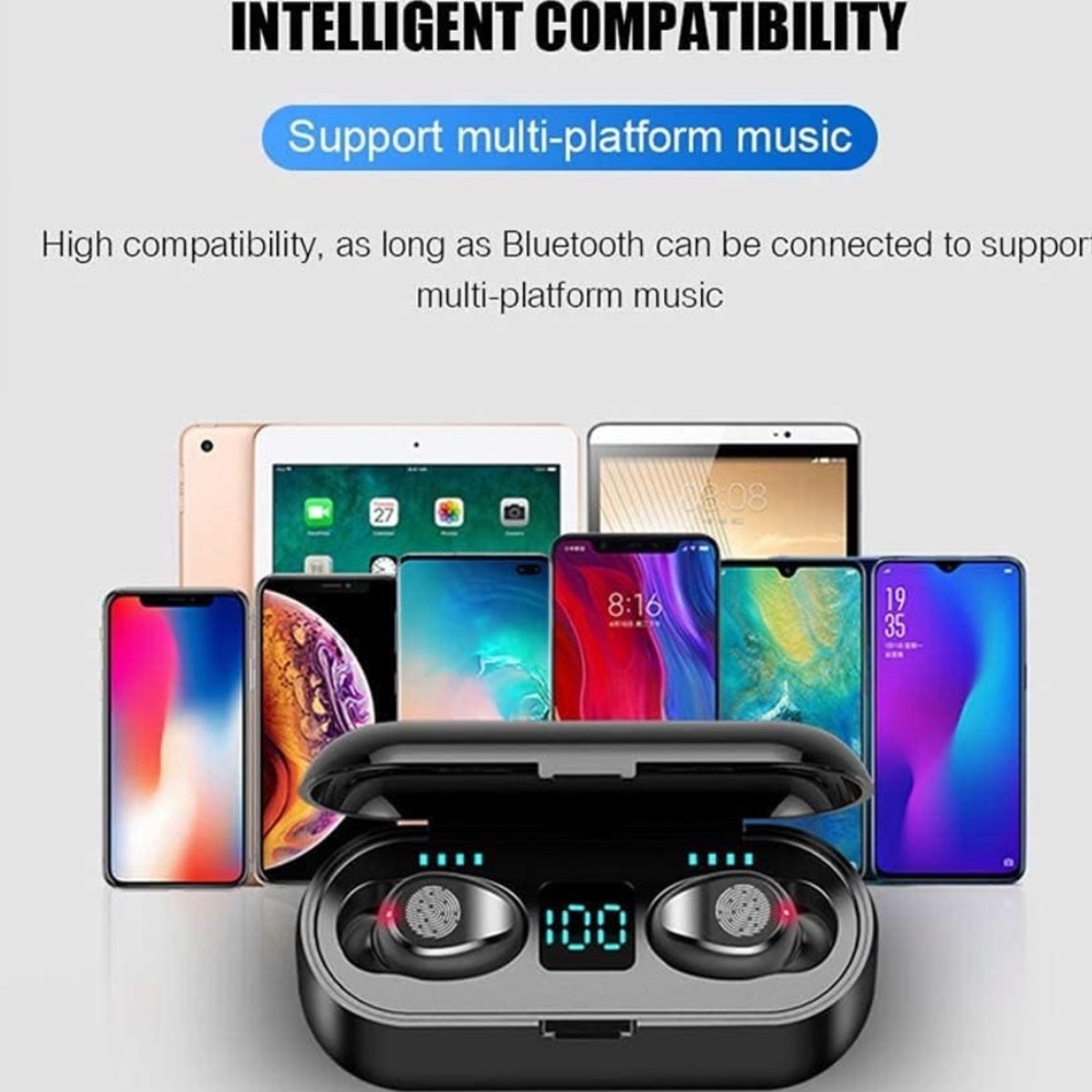 F9 True Wireless Earbuds with Power Bank - Black
